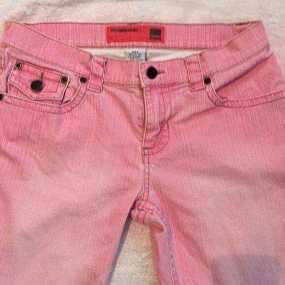 Pink Mossissue Wide Cuffed Denim Capris Sz 5 Cropped Ankle Jeans - Picture 3 of 6
